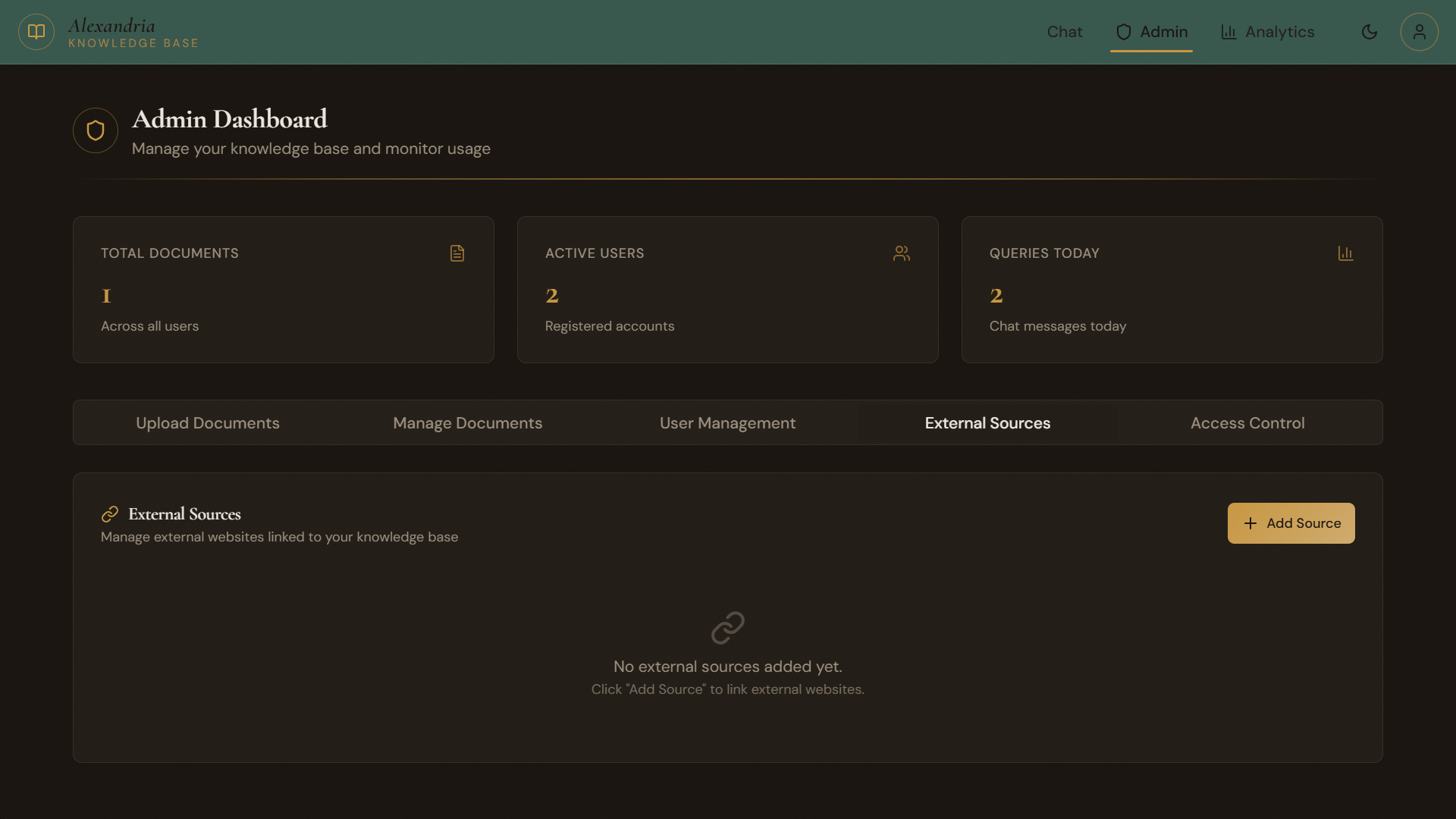 External sources management