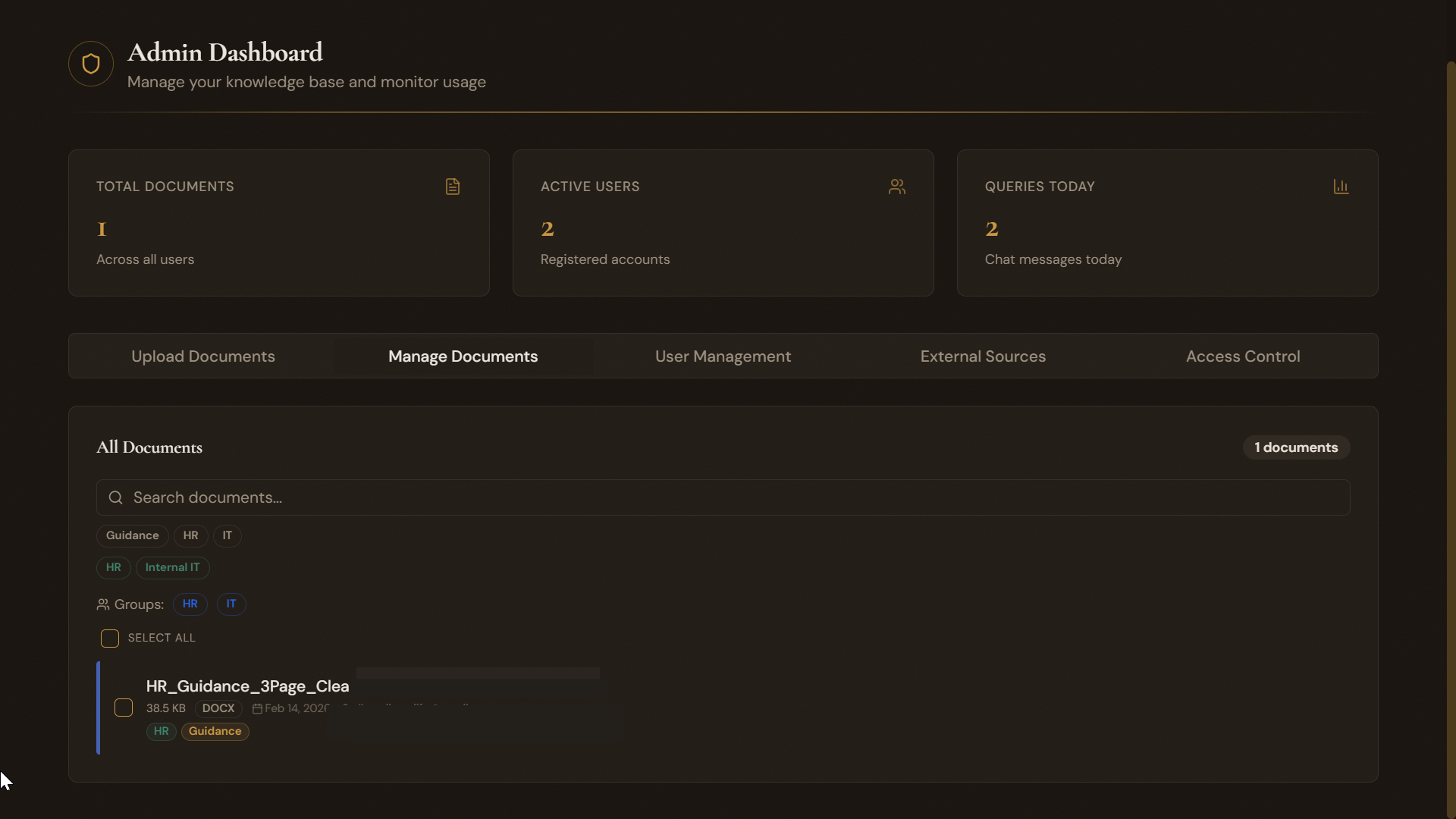 Document library management view
